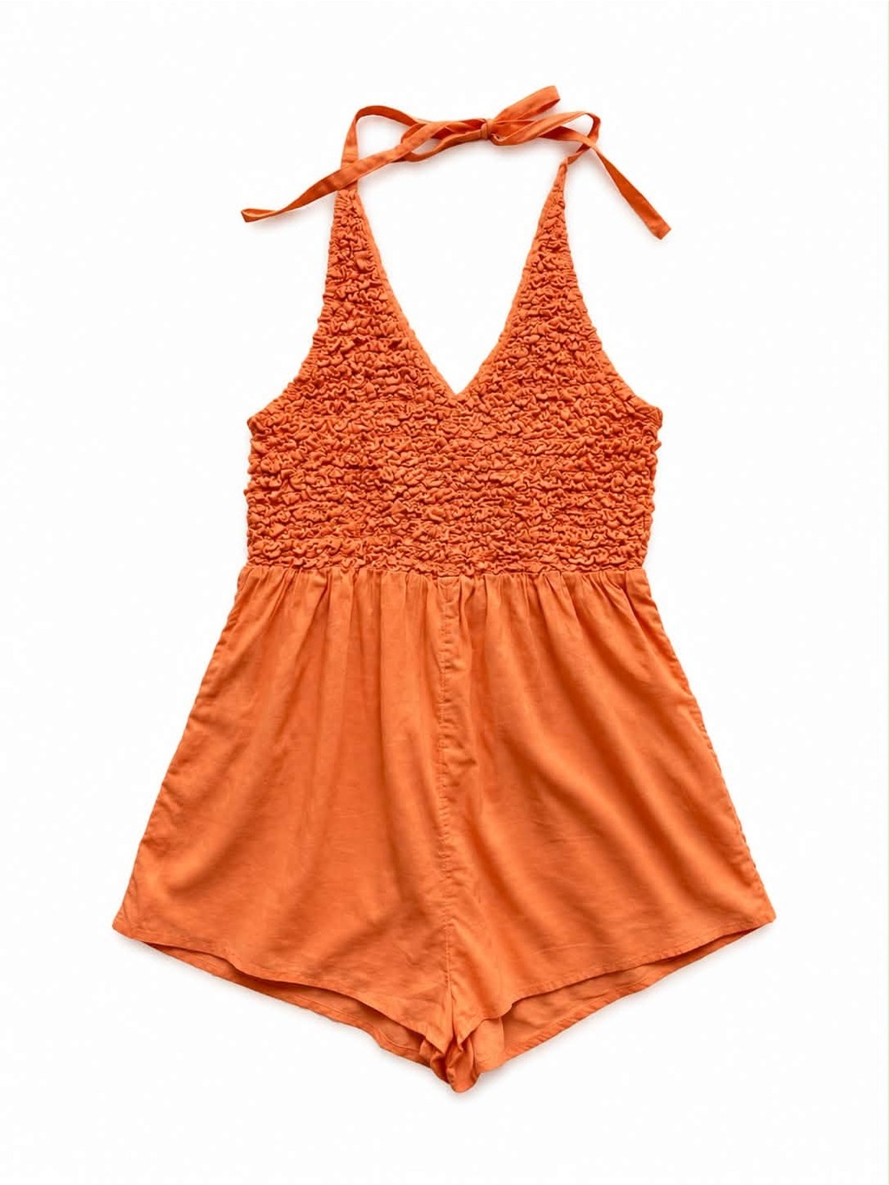 Cotton On Orange Popcorn Smock Halter Romper β Size Medium EUC